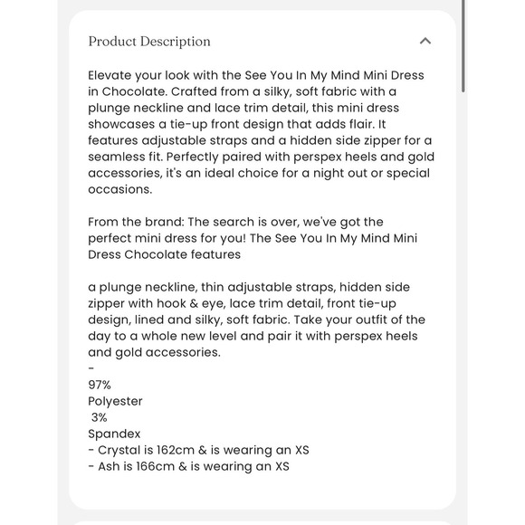 NWT White Fox See You In My Mind Mini Satin Dress Chocolate Brown Sz S Coquette - Picture 6 of 16